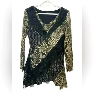 Dor Dor Long Sleeve, Fully Lined,  Cowl Neck, patchwork Dress